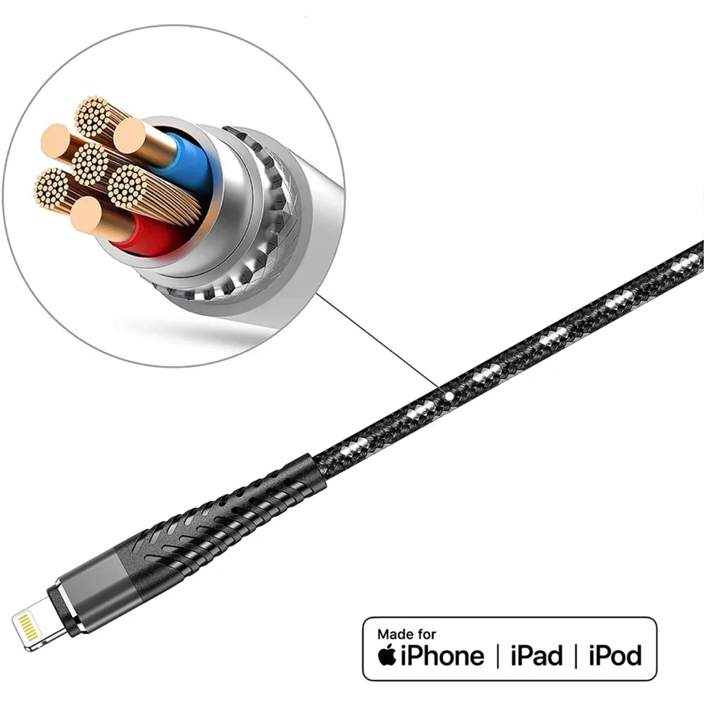 3 Pack 3 Colorful 6FT Lighting Cable [Apple MFi Certified] iPhone Charger Cord